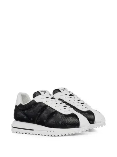 Mcm Visetos-print Panelled Sneakers In Black
