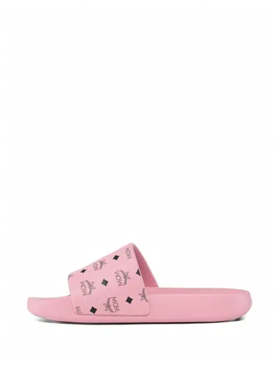 Mcm Visetos-print Slides In Pink