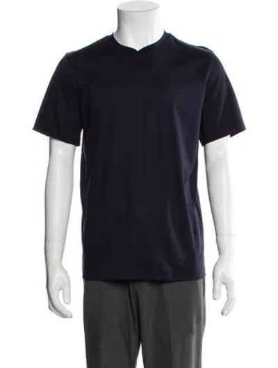 Pre-owned Mcm V-neck Short Sleeve T-shirt In Blue