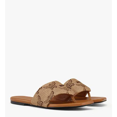 Mcm W  Col Rff Effct Txtl Flat Sandal In Brown