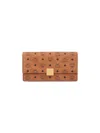 Mcm Large Wallet With Logo Shoulder Strap In Brown