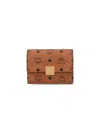 Mcm Logo Print Brown Wallet With Chain Strap In Brown