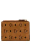 Mcm Logo Printed Zip Wallet In Brown