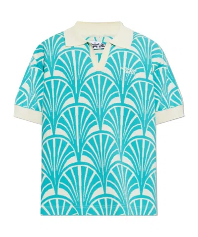 Mcm We The Best Patterned Polo Shirt In Blue