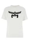 Mcm Ribbed Crew-neck Cotton T-shirt With Graphic Print In White