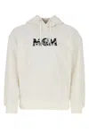 Mcm White Embroidered Logo Sweatshirt In White