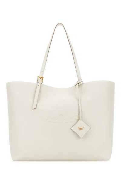 Mcm White Leather Large Himmel Shopping Bag