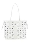 Mcm White Canvas Reversible Liz Shopping Bag In White
