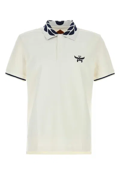 MCM WHITE STRETCH PIQUET POLO SHIRT