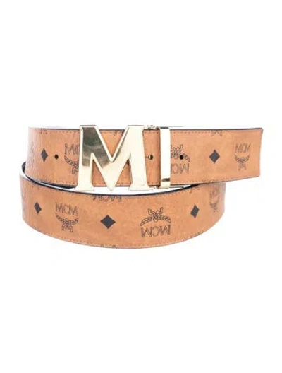 Pre-owned Mcm Wide Leather Belt In Brown
