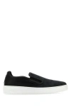 Mcm Canvas And Leather Slip Ons With Contrast Sole In Black