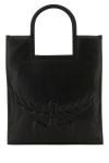Mcm Nappa Leather Shopping Bag With Laurel Motif In Black