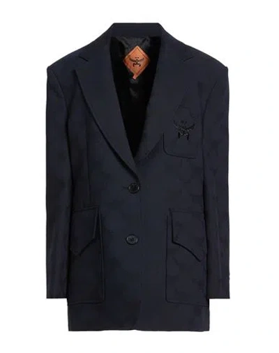 Mcm Woman Blazer Midnight Blue Size 4 Wool, Polyester
