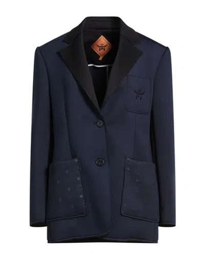 Mcm Woman Blazer Midnight Blue Size 6 Polyester, Elastane