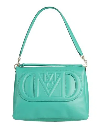 Mcm Woman Handbag Green Size - Leather In Blue