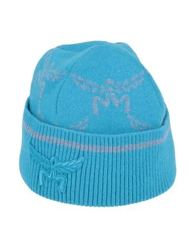 Mcm Woman Hat Azure Size Onesize Wool, Cashmere, Polyamide, Elastane In Blue