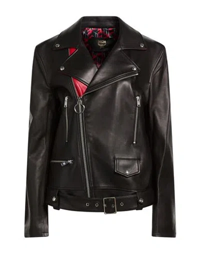 Mcm Woman Jacket Black Size L Lambskin