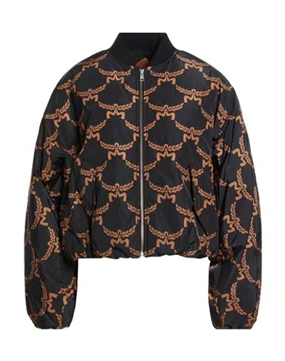 Mcm Woman Jacket Black Size M Polyamide In Multi