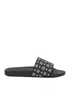 Mcm Monogram Print Rubber Slides In Black