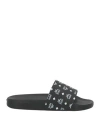 Mcm Monogram Print Rubber Slides In Black