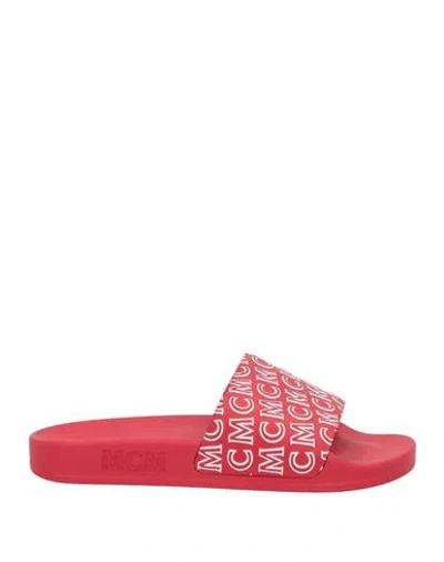 Mcm Woman Sandals Red Size 6 Textile Fibers