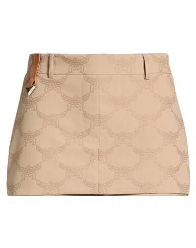 Mcm Woman Shorts & Bermuda Shorts Sand Size 4 Wool, Polyester In Brown