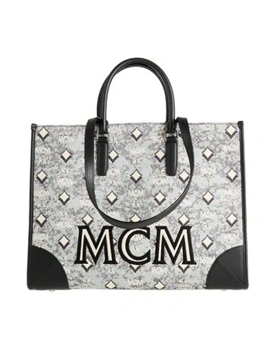 Mcm Woman Shoulder Bag Light Grey Size - Textile Fibers, Leather In Gray