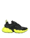 Mcm Women's Black Luft Collection Suede Neon Green Trim Sneaker Mes9amm66bk (38 Eu / 8 Us) In Black