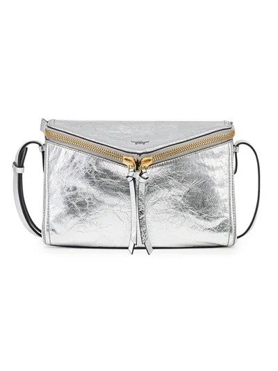 Mcm Women's 3d Diamant Metallic Leather Shoulder Bag In Silver