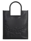 Mcm Nappa Leather Shopping Bag With Laurel Motif In Black