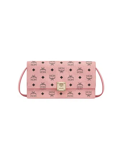 Mcm Women's Aren Visetos Large Wallet In Pink