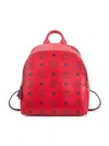 Mcm Women's Aren Visetos Monogram Coated Canvas Backpack In Candy Red