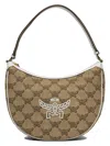 Mcm Women Embroidered Raffia Himmel Ascending Moon Shoulder Bag In Beige