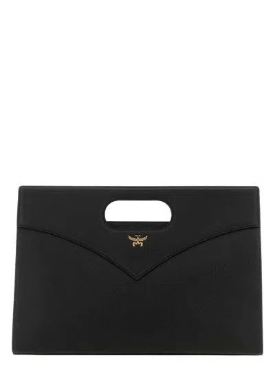 Mcm Women's Black Leather Diamond Handbag | Mwtesak02 Color Bk Color Bl