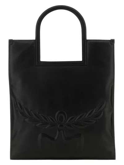 Mcm Women's Black Nappa Leather Aren Shopping Bag | Mwtesta03 Color Bk Color Bl