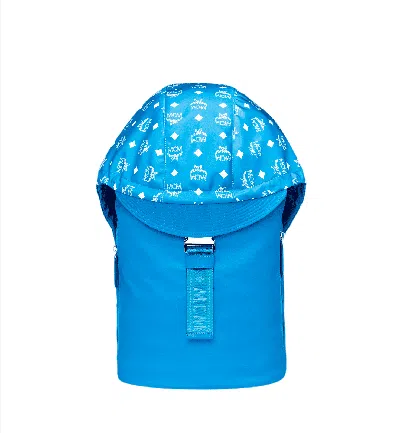 Mcm Women's Blue Nylon Luft Hoodie Backpack With Detachable Hood