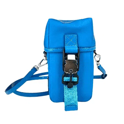 Mcm Women's Blue Nylon Mini Flap Pouch Shoulder Waist Bag