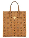 Mcm Women Printed Canvas Small Aren Shopping Bag In Brown