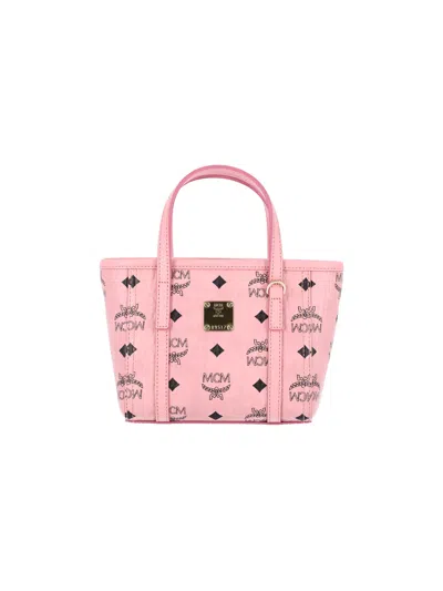 Mcm Women's Cow Full Grain Leather Trim Crossbody Bag In Pink