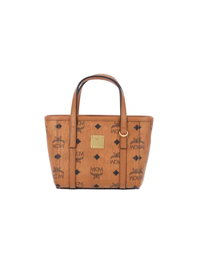 Mcm Monogram-print Shoulder Bag In Brown