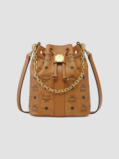 Mcm Women's Dessau Vi Drawstring Mini Bucket Bag In Cognac