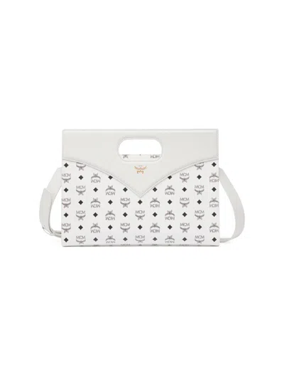 Mcm Women's Diamond Medium Visetos Leather Crossbody Bag In White