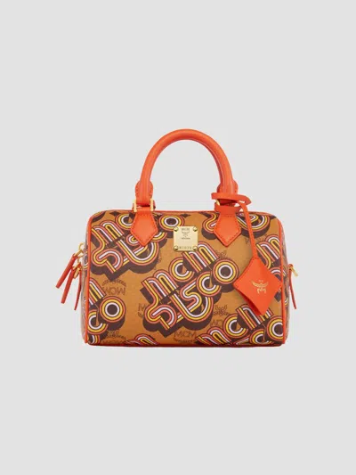 Mcm Women's Ella Boston Small Visetos Bag In Cognac