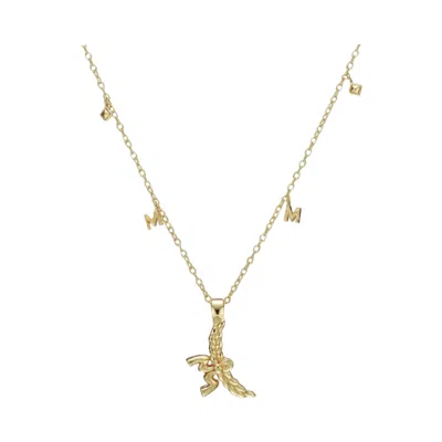 Mcm Women's Gold 3d Logo Laurel Charm Pendant Necklace
