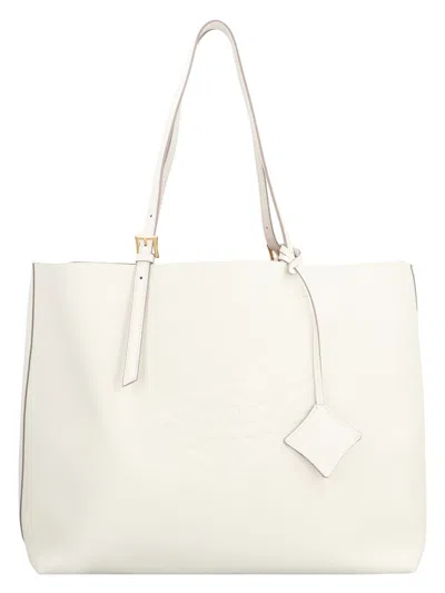 Mcm Women's Himmel Shopper White With Embossed Logo