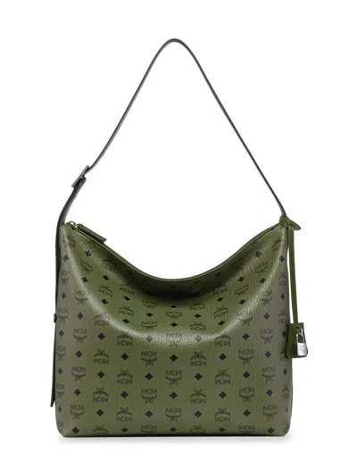 Mcm Women's Large Aren Visetos Hobo Bag In Khaki Moss