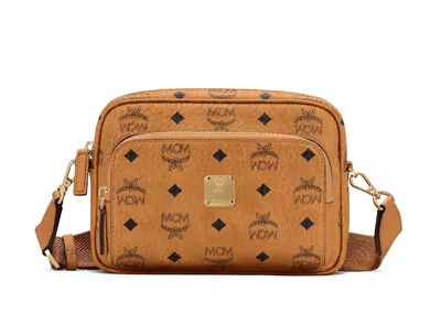 Pre-owned Mcm Women's  Aren Crossbody Visetos In Cognac