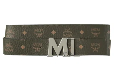 Pre-owned Mcm Women's  Claus Adjustable Leather Belt In Sea Turtle