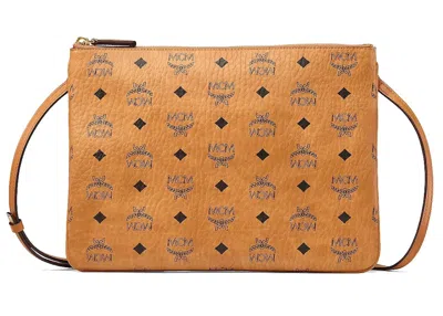 Pre-owned Mcm Women's  Pouch Crossbody Visetos Medium In Cognac In Brown