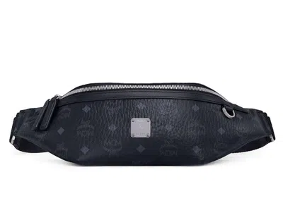 Pre-owned Mcm Women's  Slim Fursten Belt Bag Medium Visetos In Black